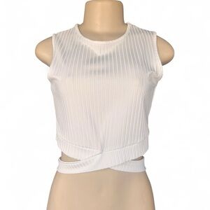 Elegant White Ribbed Crop Top